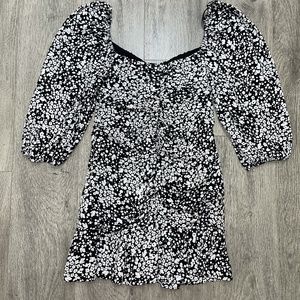 Zara Mini Ruched Dress, Floppy Puff Sleeves US L